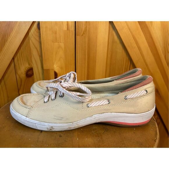 Keds Sport Womens 8.5 Rapture Boat Shoes Tan Beige Lace Up Moc Toe Arch Support - Picture 1 of 11